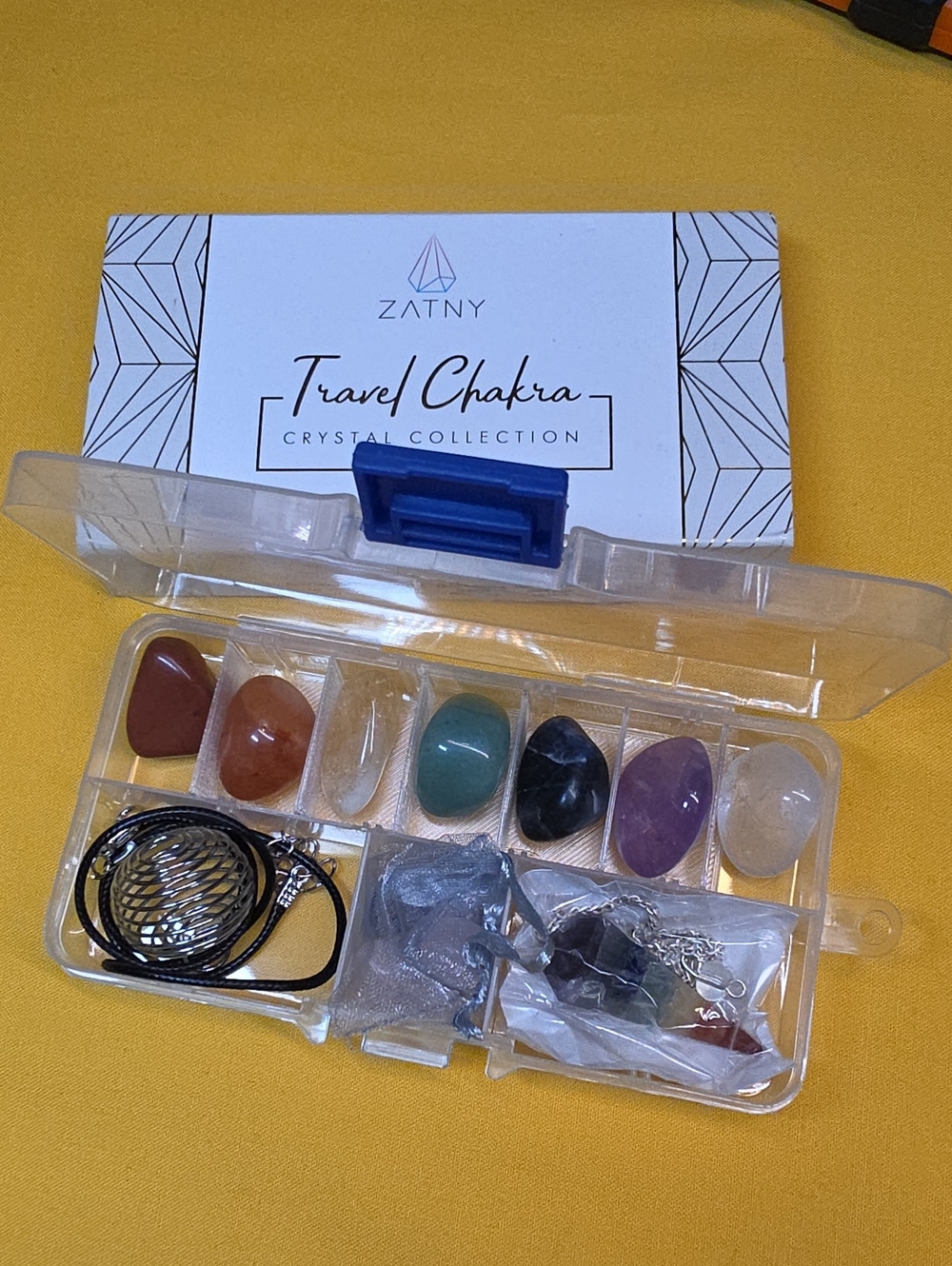 NWT▪︎ ZATNY ▪︎ 7 Stones ▪︎ Cage Necklace and Pendulum Set with Rose Quartz
